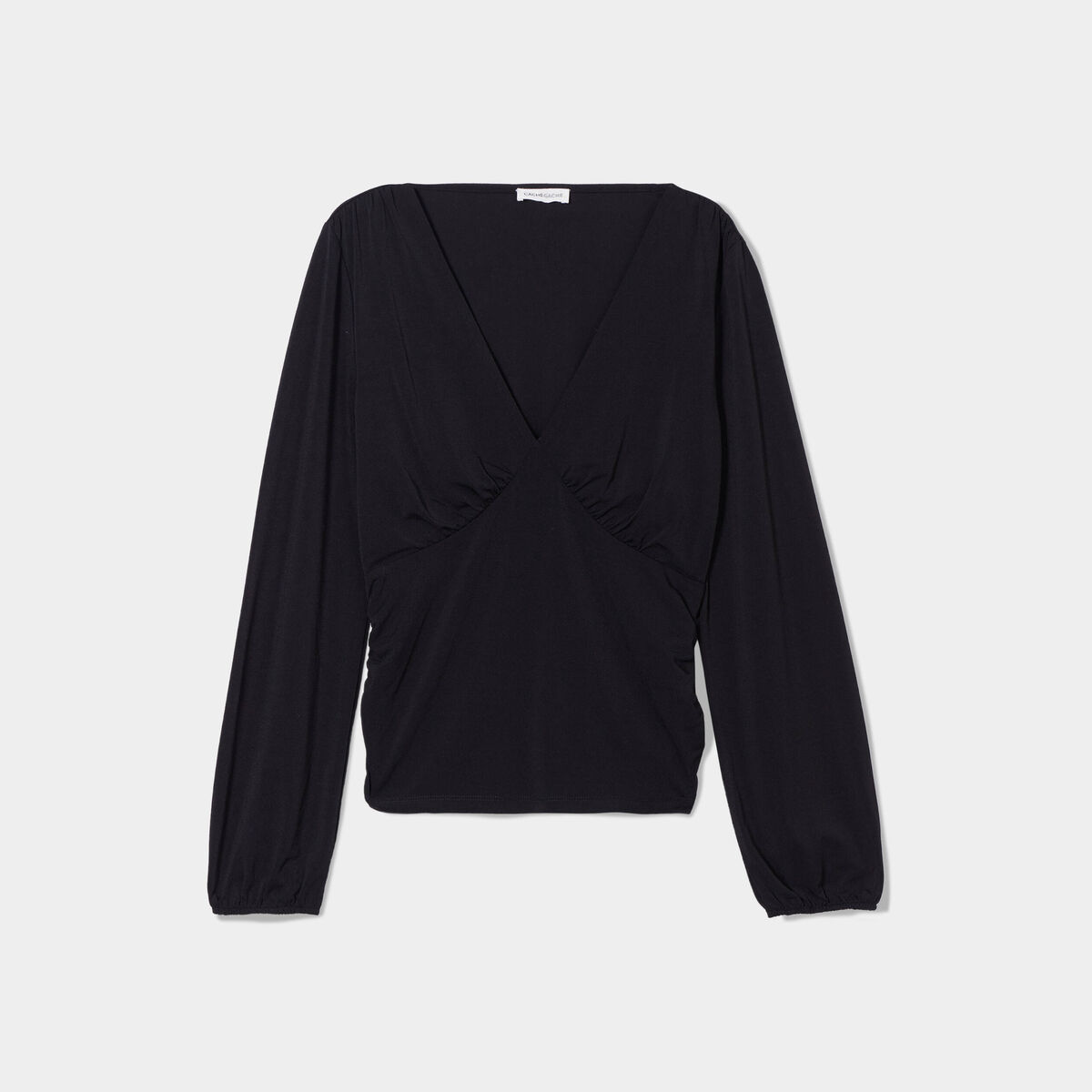 T-shirt cintré manches longues noir femme
