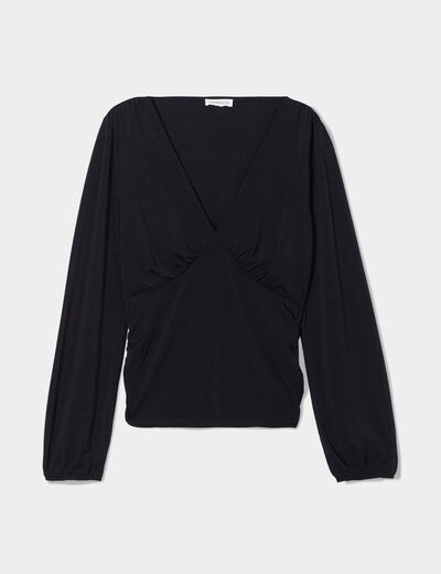 T-shirt cintré manches longues noir femme