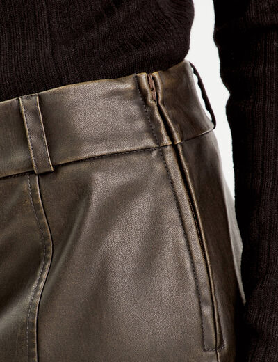 Jupe évasée simili cuir noir femme