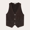 Veston sans manches en jean marron foncé femme