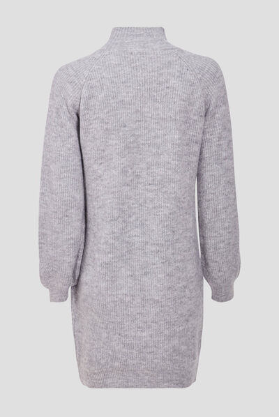 Robe pull droite avec boutons gris clair femme