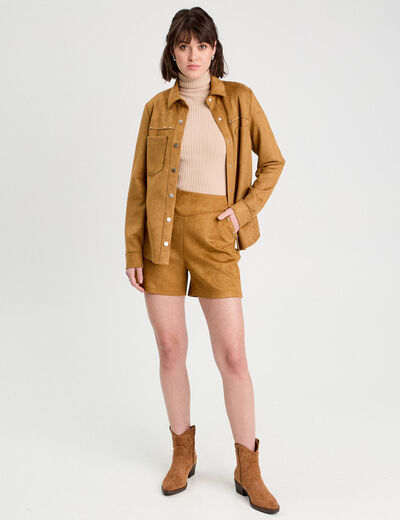 Surchemise suédine camel femme