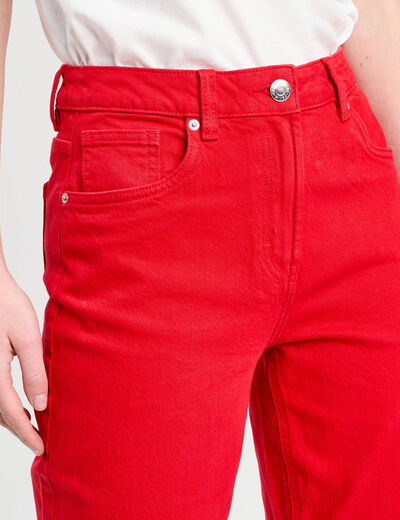 Jeans droit 5 poches rouge femme