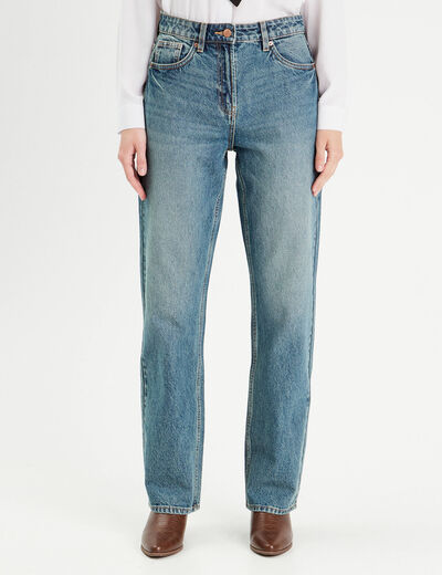 Jeans droit 5 poches denim dirty femme