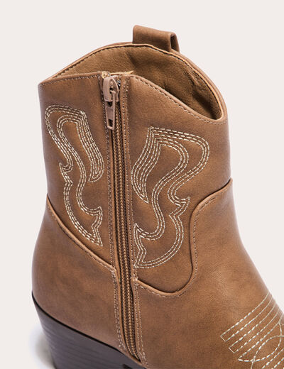 Bottines western marron clair femme