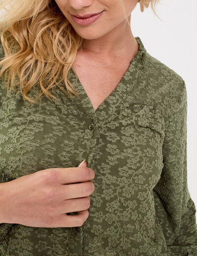 Blouse manches longues vert kaki femme