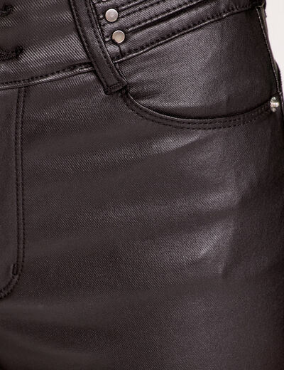 Pantalon skinny enduit denim noir enduit femme