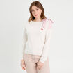 Pull avec noeud épaule ecru femme