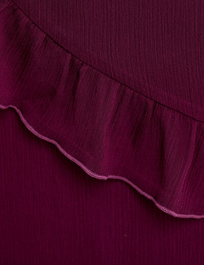 Robe longue droite volants prune femme