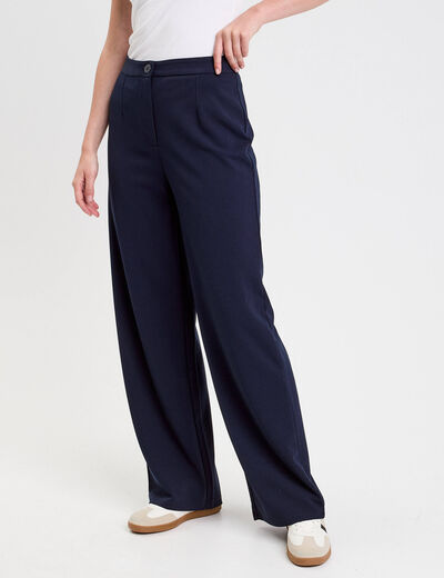 Pantalon large bleu marine femme