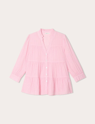 Blouse manches 3/4 rose femme