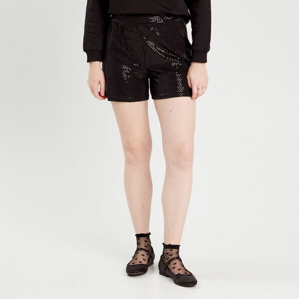short ajuste avec sequins noir femme Short ajusté avec sequins noir femme
