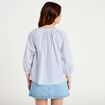 Blouse col v manches 3/4 bleu ciel femme