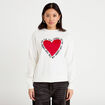 Sweat oversize long col rond ecru femme