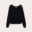 Pull fin col rond manches longues noir femme