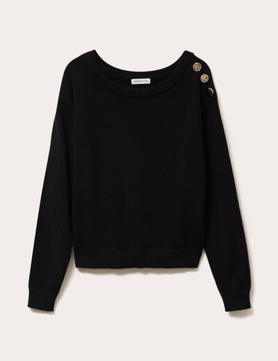 Pull fin col rond manches longues noir femme
