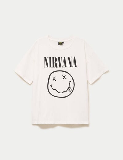 T-shirt oversize manches courtes ecru femme