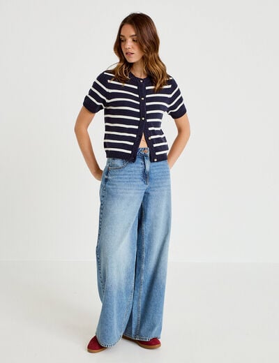 Gilet manches courtes bleu femme