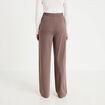 Pantalon large taille haute taupe femme