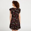 Robe &eacute;vas&eacute;e cr&ecirc;pe col v manches courtes noir femme