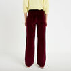 Pantalon bootcut taille haute velours bordeaux femme