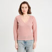 Pull ajouré manches longues rose pastel femme