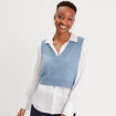 Pull sans manches col en V bleu pastel femme