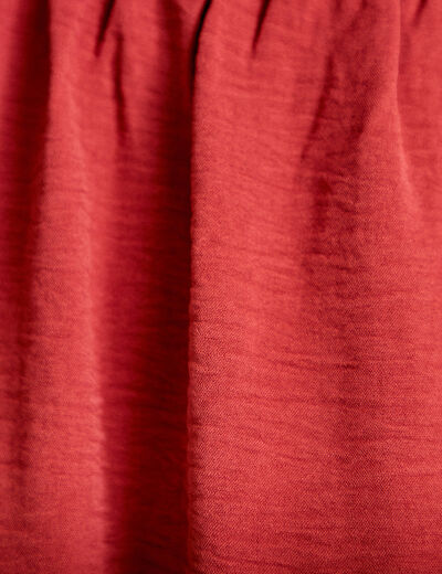 Robe courte &eacute;vas&eacute;e col v manches courtes vieux rose femme