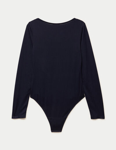 Body thermique col rond manches longues bleu marine femme