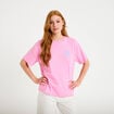 T-shirt droit col rond manches courtes rose corail femme