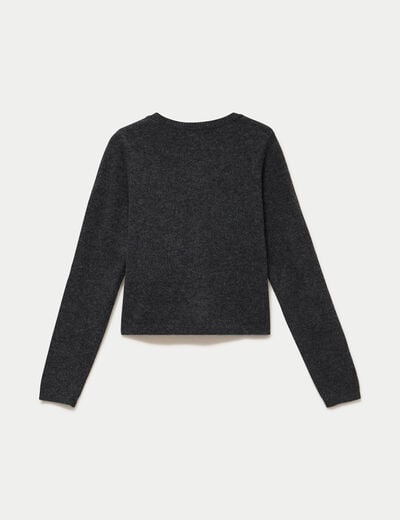 Gilet boutonn&eacute; manches longues gris fonc&eacute; femme