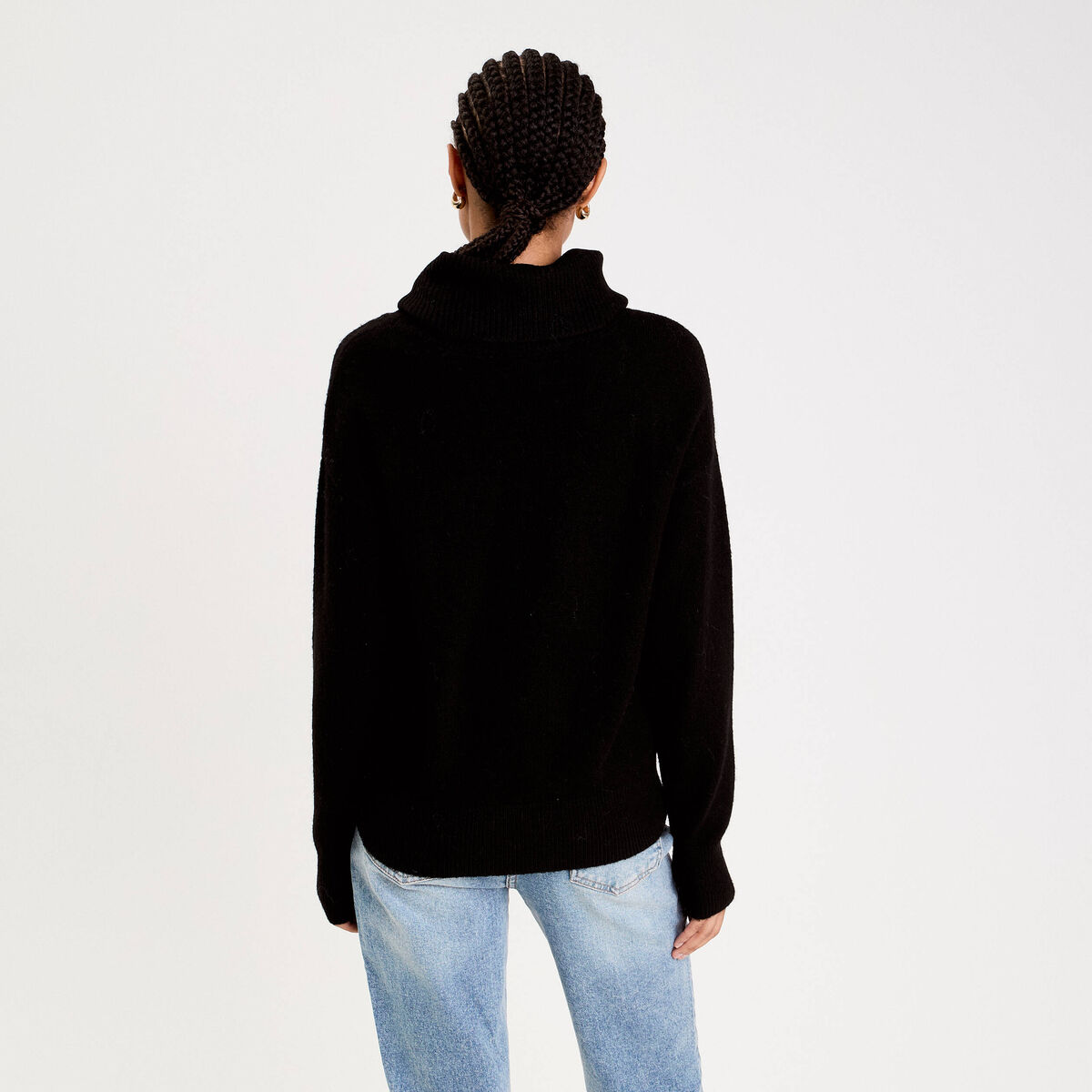 Pull avec col roul&eacute; noir femme