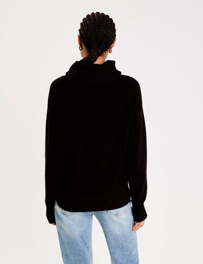 Pull avec col roul&eacute; noir femme