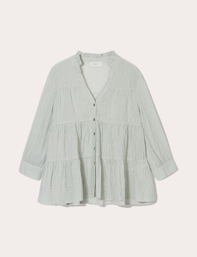 Blouse manches 3/4 vert femme