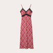Robe longue droite bretelles rouge femme