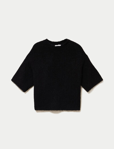 Pull manches courtes noir femme