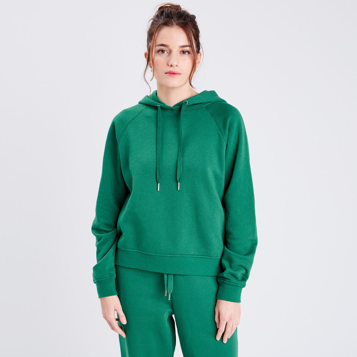 Sweat à capuche vert femme