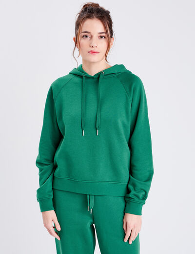 Sweat à capuche vert femme