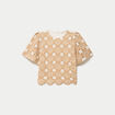 T-shirt manches courtes aspect dentelle sable femme
