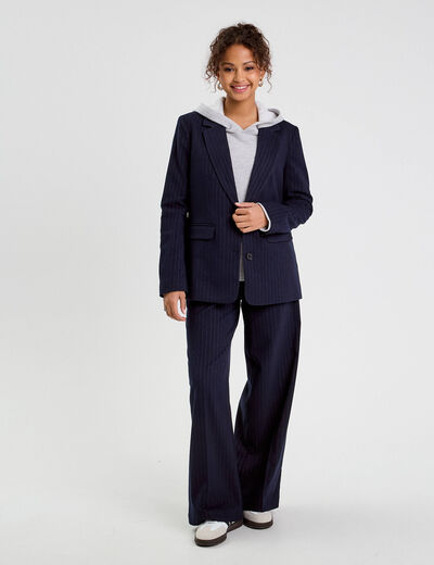 Veste blazer droite bleu marine femme