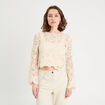 Pull ajouré effet crochet ecru femme