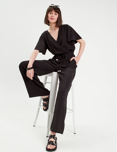 Combinaison pantalon fluide noir femme