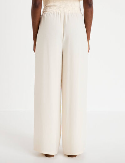 Pantalon large fluide ecru femme