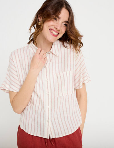 Chemise droite courte col classique blanc femme
