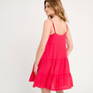 Robe évasée bretelles fines rose framboise femme