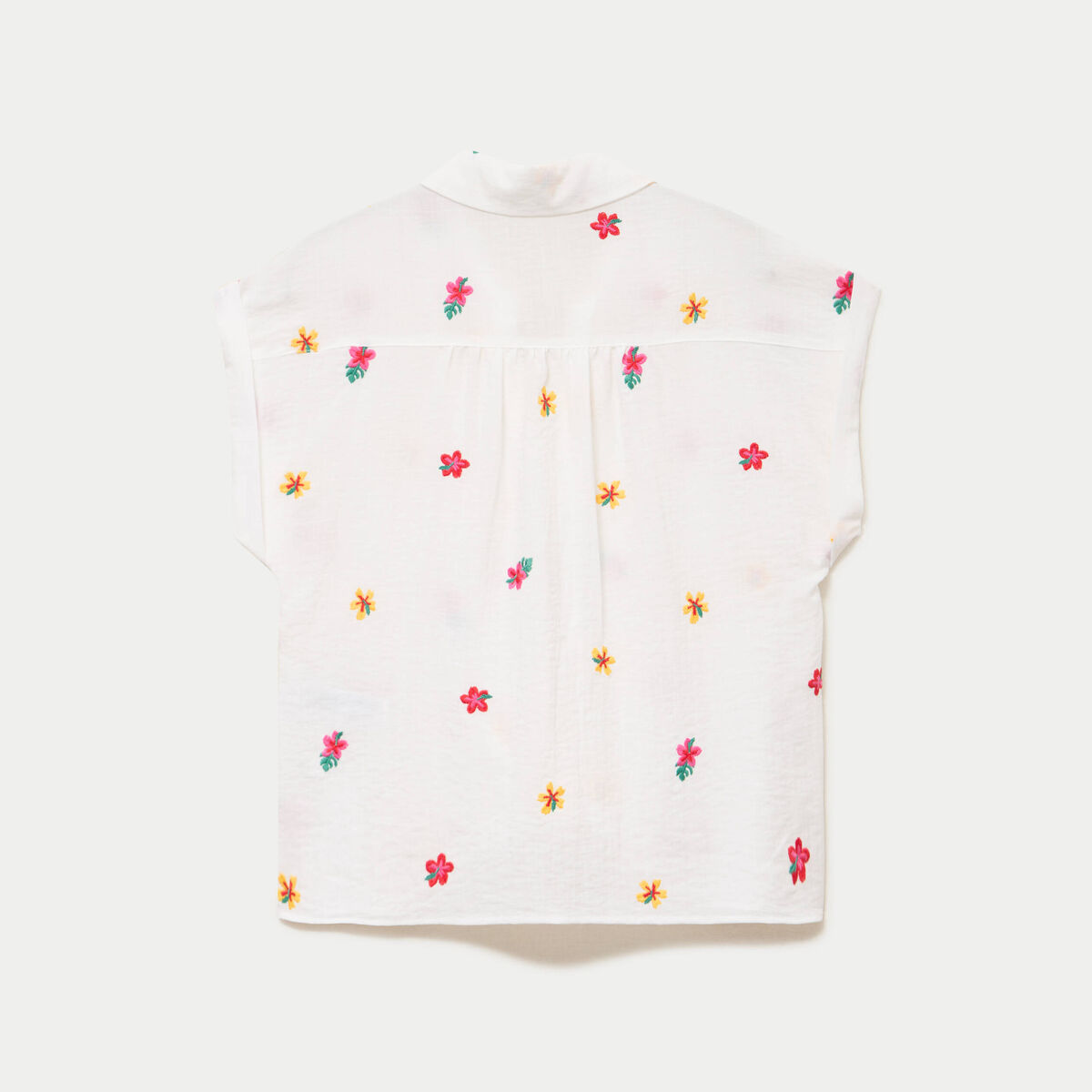 Blouse avec broderie blanc femme