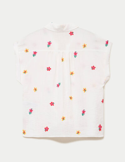 Blouse avec broderie blanc femme
