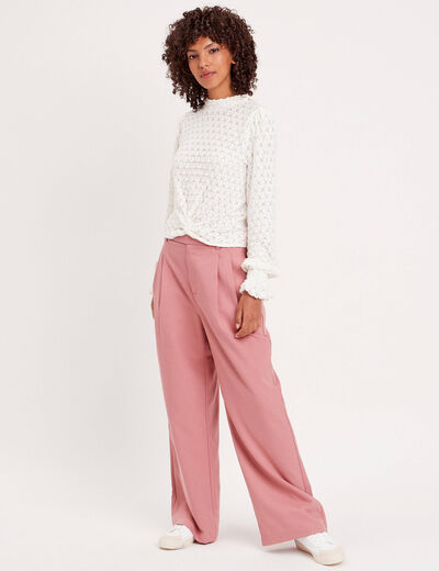 Pantalon jambe large rose femme