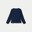 Blouse ample col v manches longues bleu marine femme