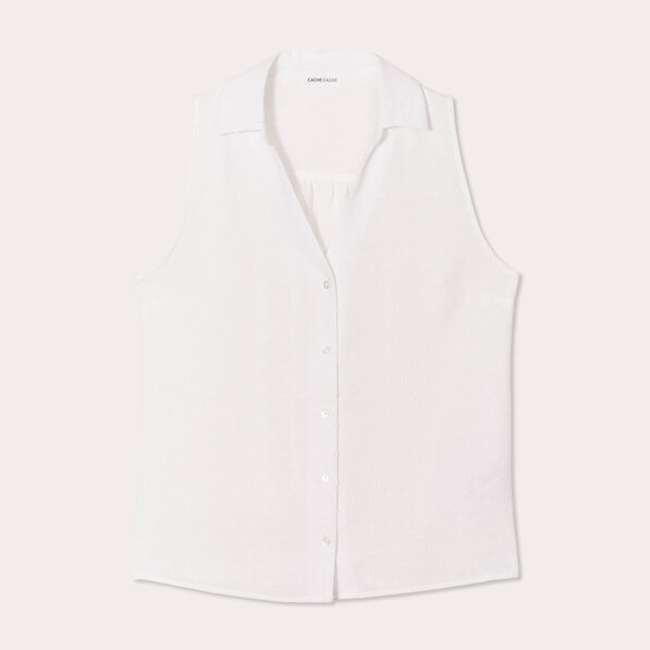 Blouse sans manches ecru femme